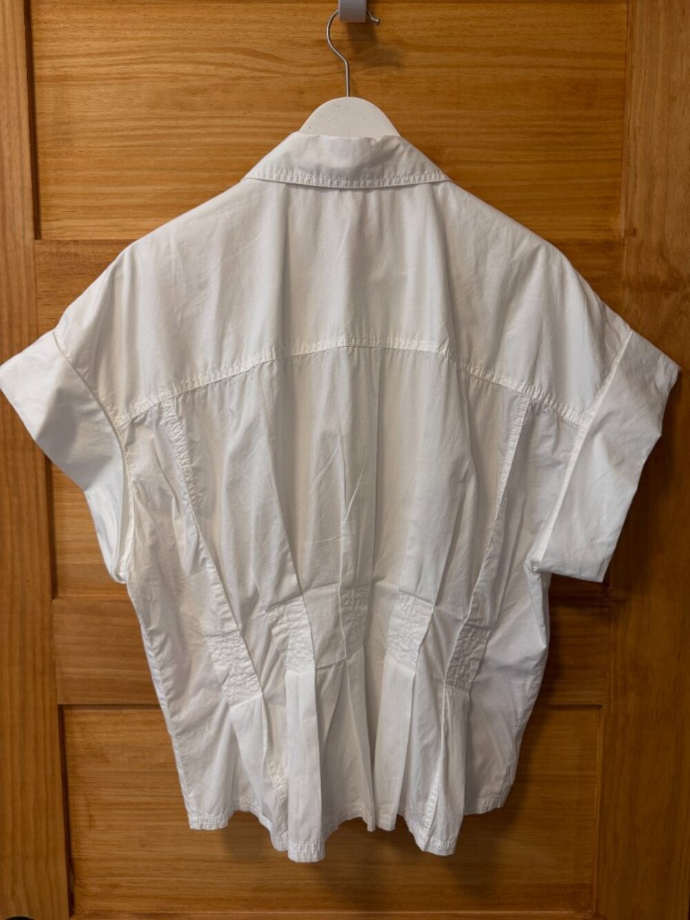 Pilcro White Short-Sleeve Pleated Peplum Button-Front Blouse - Picture 5 of 6